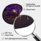 Purple Peony Liquid Gold I - Asymmetric Metal Wall Clock