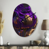 Purple Peony Liquid Gold I - Asymmetric Metal Wall Clock