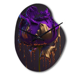 Purple Peony Liquid Gold I - Asymmetric Metal Wall Clock