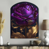 Purple Peony Liquid Gold III - Asymmetric Metal Wall Clock
