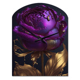 Purple Peony Liquid Gold III - Asymmetric Metal Wall Clock