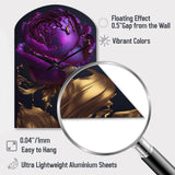 Purple Peony Liquid Gold III - Asymmetric Metal Wall Clock