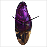 Purple Peony Liquid Gold III - Asymmetric Metal Wall Clock