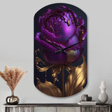 Purple Peony Liquid Gold III - Asymmetric Metal Wall Clock