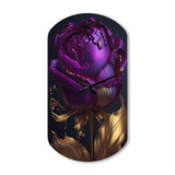 Purple Peony Liquid Gold III - Asymmetric Metal Wall Clock