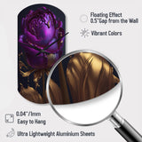 Purple Peony Liquid Gold III - Asymmetric Metal Wall Clock