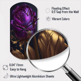 Purple Peony Liquid Gold III - Asymmetric Metal Wall Clock