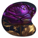Purple Peony Liquid Gold III - Asymmetric Metal Wall Clock