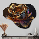 Rainbow Peony Liquid Gold I - Asymmetric Metal Wall Clock