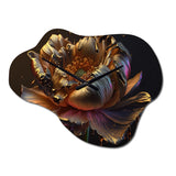 Rainbow Peony Liquid Gold I - Asymmetric Metal Wall Clock