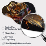Rainbow Peony Liquid Gold I - Asymmetric Metal Wall Clock