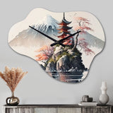 Japanese Landscape In Watercolor I - Asymmetric Metal Wall Clock