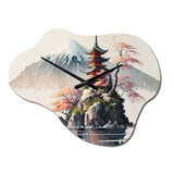 Japanese Landscape In Watercolor I - Asymmetric Metal Wall Clock