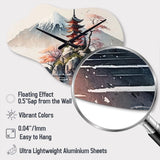 Japanese Landscape In Watercolor I - Asymmetric Metal Wall Clock