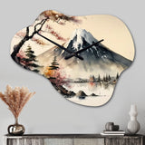 Japanese Landscape In Watercolor II - Asymmetric Metal Wall Clock