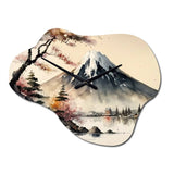 Japanese Landscape In Watercolor II - Asymmetric Metal Wall Clock