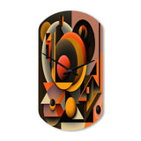 Multicolor Geometric Orange Shapes I - Asymmetric Metal Wall Clock