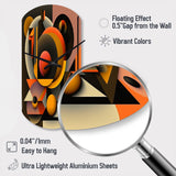 Multicolor Geometric Orange Shapes I - Asymmetric Metal Wall Clock