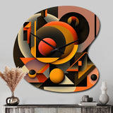 Multicolor Geometric Orange Shapes I - Asymmetric Metal Wall Clock