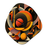 Multicolor Geometric Orange Shapes I - Asymmetric Metal Wall Clock