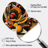 Multicolor Geometric Orange Shapes I - Asymmetric Metal Wall Clock