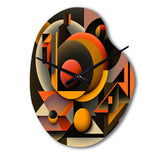 Multicolor Geometric Orange Shapes I - Asymmetric Metal Wall Clock
