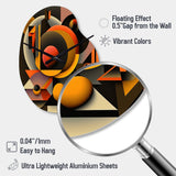 Multicolor Geometric Orange Shapes I - Asymmetric Metal Wall Clock