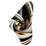 Gold Black And White Stained Glass I - Asymmetric Metal Wall Clock