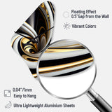 Gold Black And White Stained Glass I - Asymmetric Metal Wall Clock