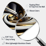 Gold Black And White Stained Glass I - Asymmetric Metal Wall Clock