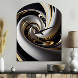 Gold Black And White Stained Glass III - Asymmetric Metal Wall Clock