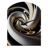 Gold Black And White Stained Glass III - Asymmetric Metal Wall Clock