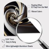 Gold Black And White Stained Glass III - Asymmetric Metal Wall Clock