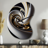 Gold Black And White Stained Glass III - Asymmetric Metal Wall Clock