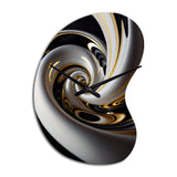 Gold Black And White Stained Glass III - Asymmetric Metal Wall Clock