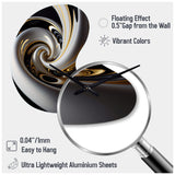 Gold Black And White Stained Glass III - Asymmetric Metal Wall Clock