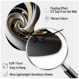 Gold Black And White Stained Glass III - Asymmetric Metal Wall Clock