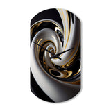 Gold Black And White Stained Glass III - Asymmetric Metal Wall Clock