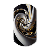 Gold Black And White Stained Glass III - Asymmetric Metal Wall Clock
