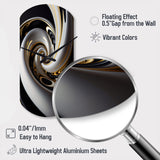 Gold Black And White Stained Glass III - Asymmetric Metal Wall Clock