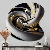 Gold Black And White Stained Glass III - Asymmetric Metal Wall Clock