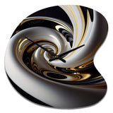 Gold Black And White Stained Glass III - Asymmetric Metal Wall Clock