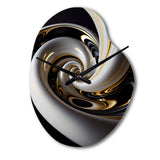 Gold Black And White Stained Glass III - Asymmetric Metal Wall Clock