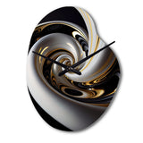 Gold Black And White Stained Glass III - Asymmetric Metal Wall Clock