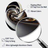 Gold Black And White Stained Glass III - Asymmetric Metal Wall Clock