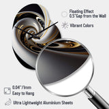 Gold Black And White Stained Glass III - Asymmetric Metal Wall Clock