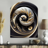 Gold Black And White Stained Glass V - Asymmetric Metal Wall Clock
