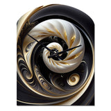 Gold Black And White Stained Glass V - Asymmetric Metal Wall Clock