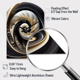 Gold Black And White Stained Glass V - Asymmetric Metal Wall Clock