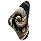 Gold Black And White Stained Glass V - Asymmetric Metal Wall Clock